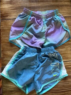 Nike Girls' Purple & Blue Gradient Athletic Shorts Set